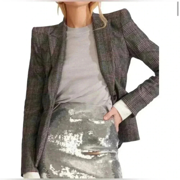 Veronica Beard Brock Dickey Jacket 0 Blazer Wool Grey Plaid Strong Shoulder $695 - Picture 16 of 16